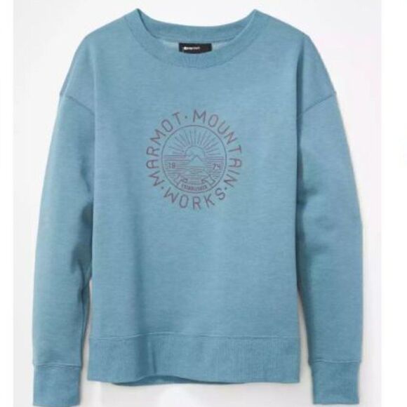 NWOT MARMOT Mountain Works Crewneck Sweatshirt Blue Size Small - Picture 1 of 7